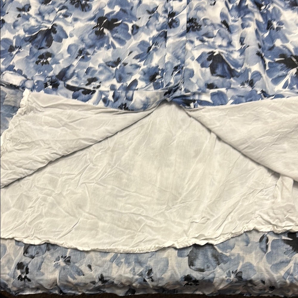 Bella Dahl Blue Watercolor Floral Midi Dress | Flowy Romantic | Size M - Picture 8 of 12
